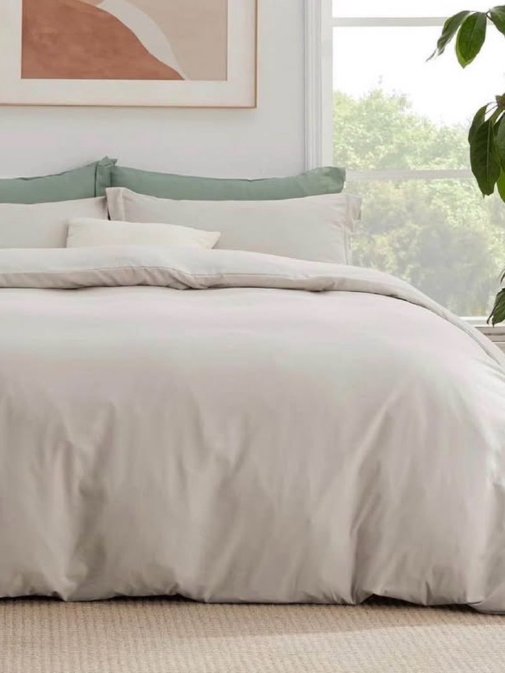 QUEEN - Duvet Cover Set 90x90 -Linen Color - NEW